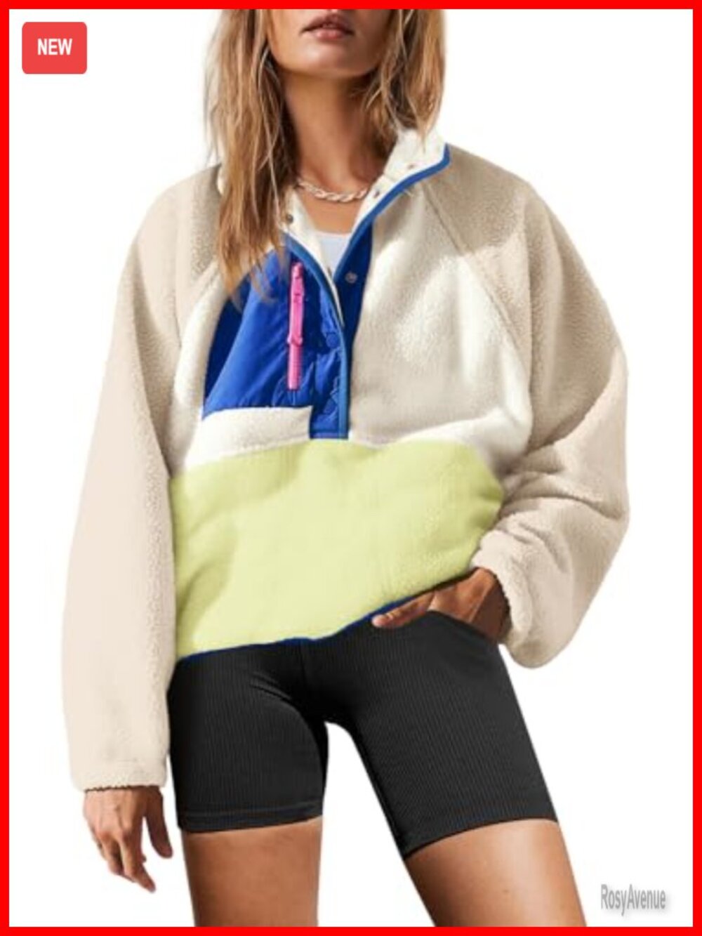 Womens Sherpa Fleece Pullover Jacket Button Down Sweatshirt with Pockets